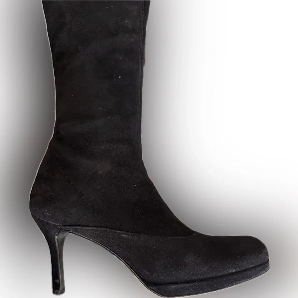 Stuart Weitzman Over-the-Knee Black Suede Platform boots